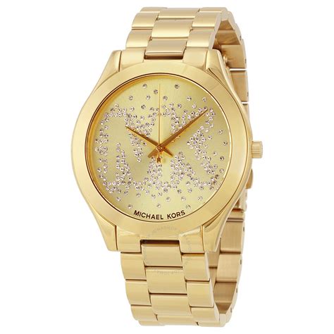 michael kors slim runway glitz gold|Michael Kors slim runway watch.